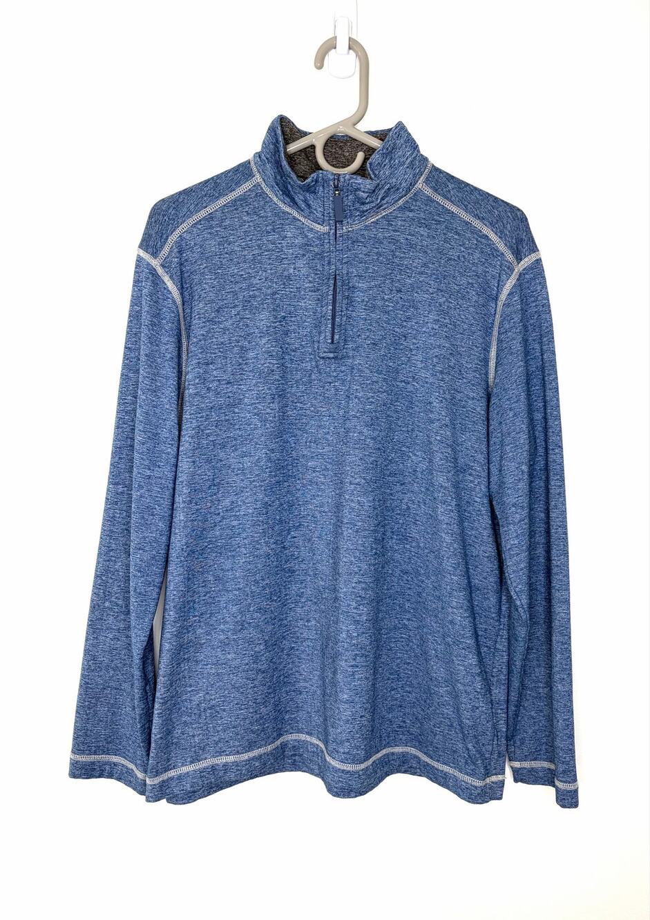 Johnston & Murphy XC4 1/4 Zip Pullover Sz L Heathered Blue Casual Preppy Golf